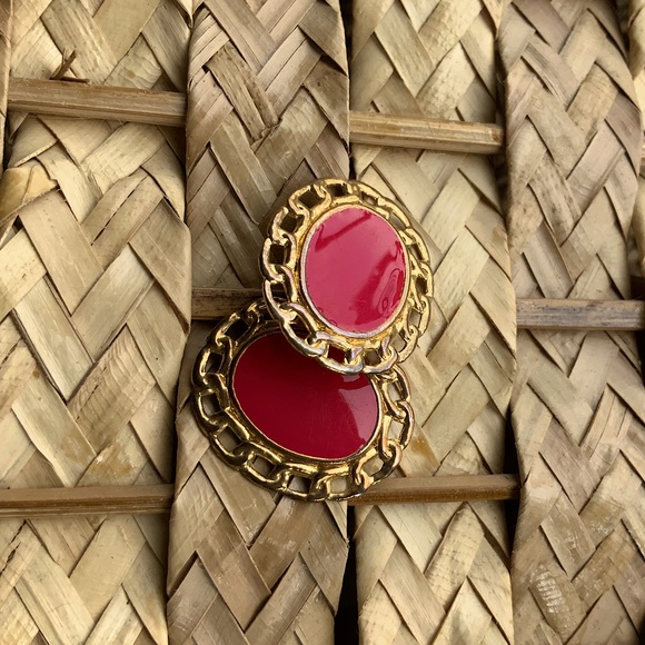 Red & Gold Stud Earrings - Picture 3 of 9